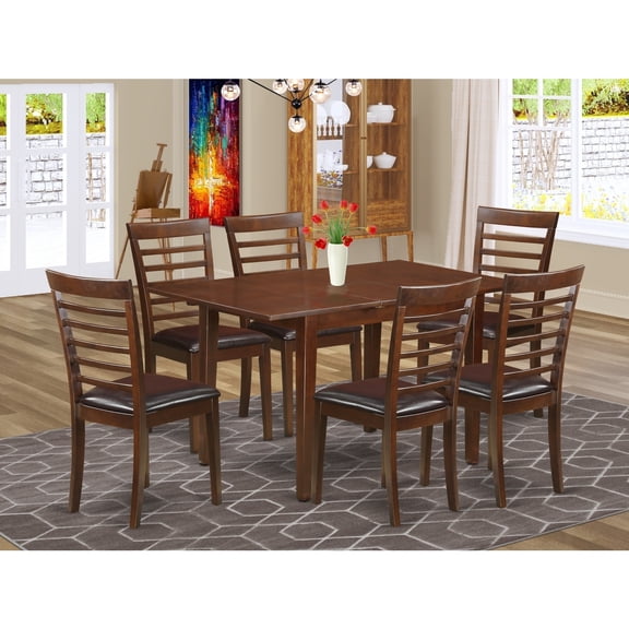 Dinette Set Table & Chairs - Rococo Romance Dining Room Set, Antique White, 42" x 54" Rectangular Table
