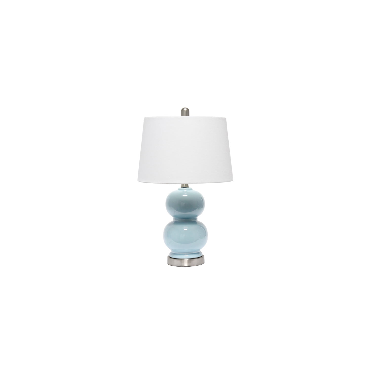 Light Blue Ceramic Double Gourd Table Lamp with White Shade