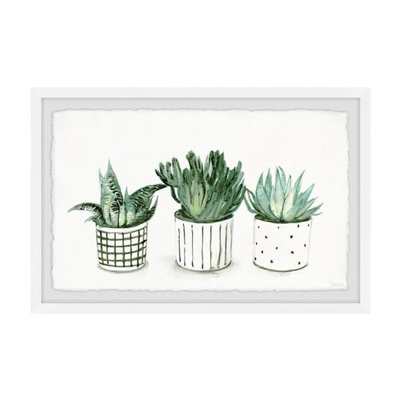 HomeStock Rococo Romance Green Patterned Pots Framed Painting Print, Contemporary Wall Decor: Abstract, Digital Art Prints, and Modern Styles for Your Home