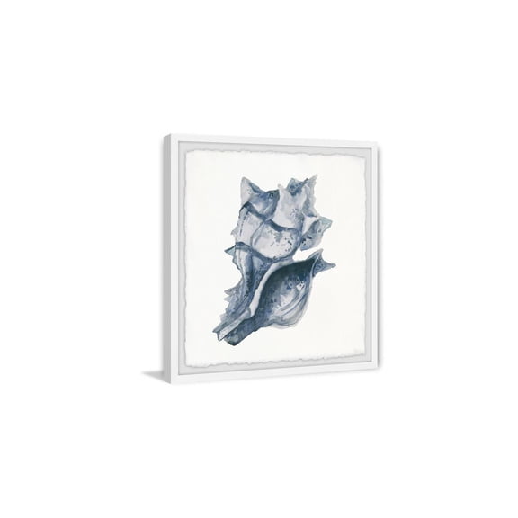 HomeStock Rococo Romance Indigo Shell Framed Painting Print, 32" x 32", Contemporary Wall Decor: Abstract, Digital Art Prints, and Modern Styles for Your Home