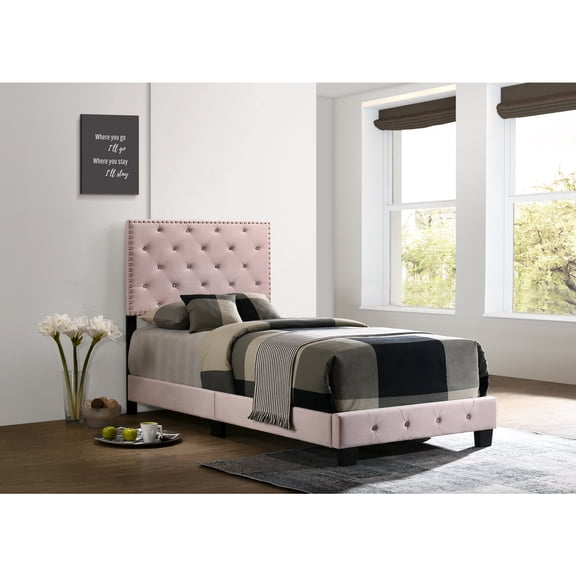 Twin Bed Pink Velvet Rococo Romance Bed Frame Bedroom Furniture