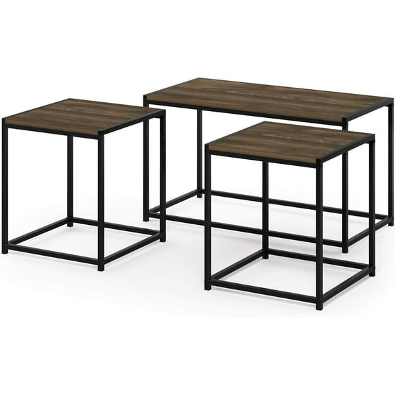 HomeStock Room Table Set with French Oak Gray Finish Coffee Table and Two End Tables, Timeless Design, 30" W x 17.5" H x 15.75" D-Finish:Columbia Walnut