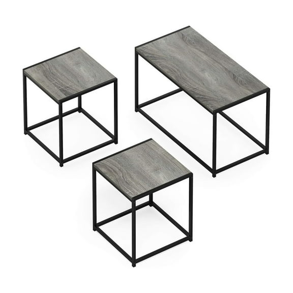 HomeStock Room Table Set with French Oak Gray Finish Coffee Table and Two End Tables, Timeless Design, 30" W x 17.5" H x 15.75" D-Finish:French Oak Gray
