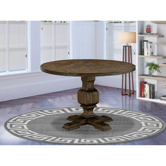 HomeStock Rustic Refinement Round Dining Table With Pedestal, Rubberwood Construction Table, 48-Inch Table Top, Elegant and Compact Dining Table for Kitchen and Dining Rooms-Color:Distressed Jacobean,