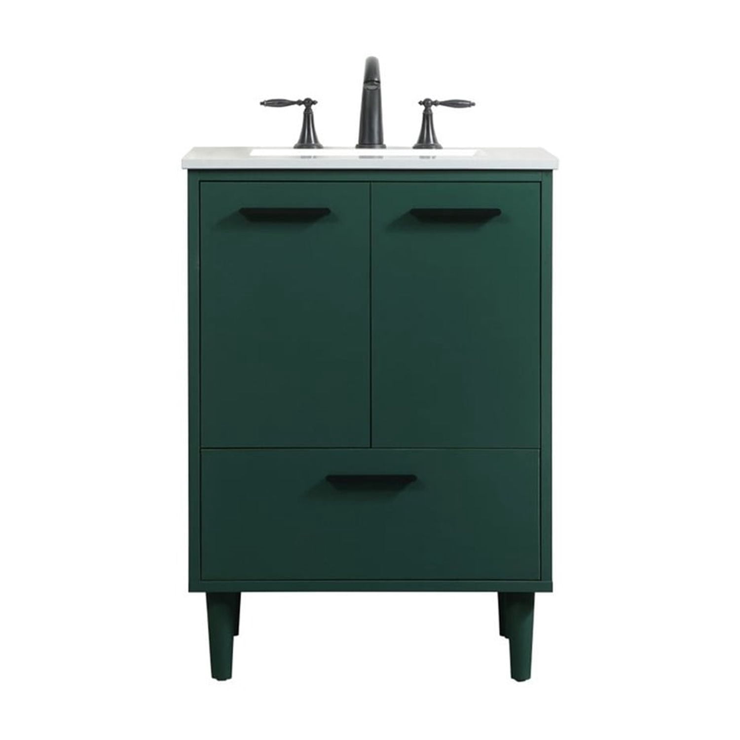 24 Inch Bathroom Vanity Set - Green Vanity with Sink & Stone Top ...