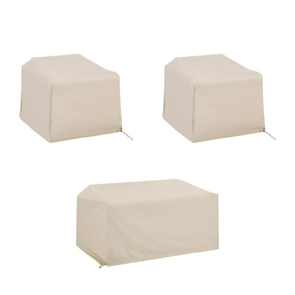 Patio Furniture Covers - 3-Piece Vinyl Set - Loveseat & Chair Covers - Waterproof & Protective Outdoor Furniture Shield