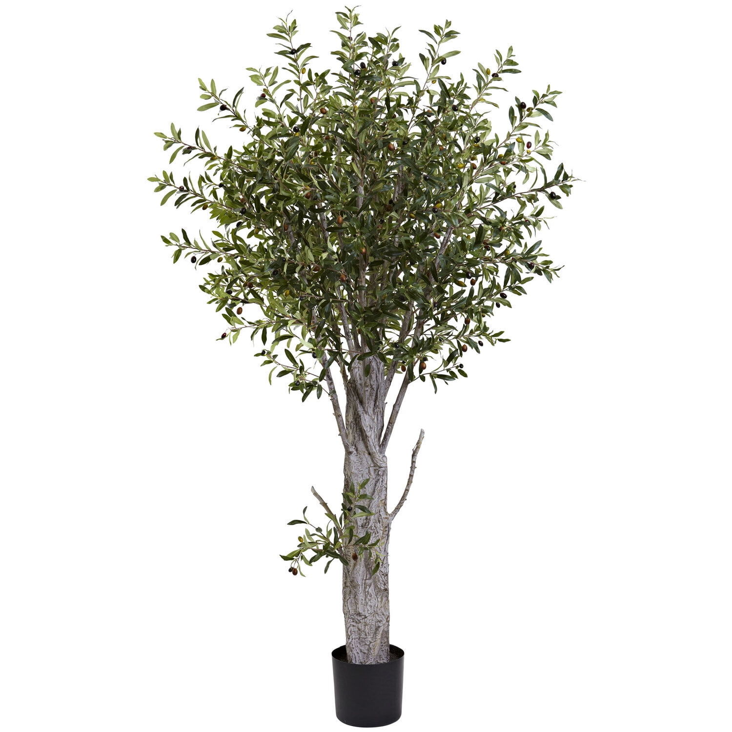 Elegant 6ft Lifelike Olive Tree with Silk Foliage in Plastic Pot