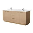 thumbnail image 1 of HomeStock Rustic Ranch 80 Inch Double Bathroom Vanity in Light Straw, White Cultured Marble Countertop, Undermount Square Sinks, Versatile Freestanding Makeup Bathroom Vanity, 1 of 3