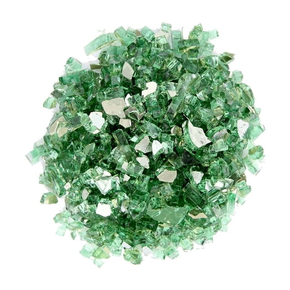 HomeStock Rustic Ranch Reflective Green Fire Pit Glass - 10 Pounds, 0.25-0.5 Inch Diameter - Reflective Glass for Fire Pits, Elegant Glow, Mix and Match Colors