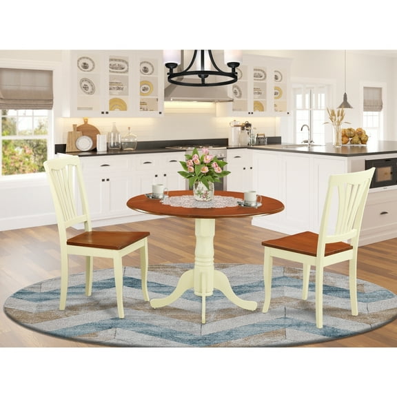 Homestock Rustic Ranch 3-Piece Table Set Including Dining Table And 2 Elegant Chairs In Asian Hardwood, Perfectly Suited For Dining Areas