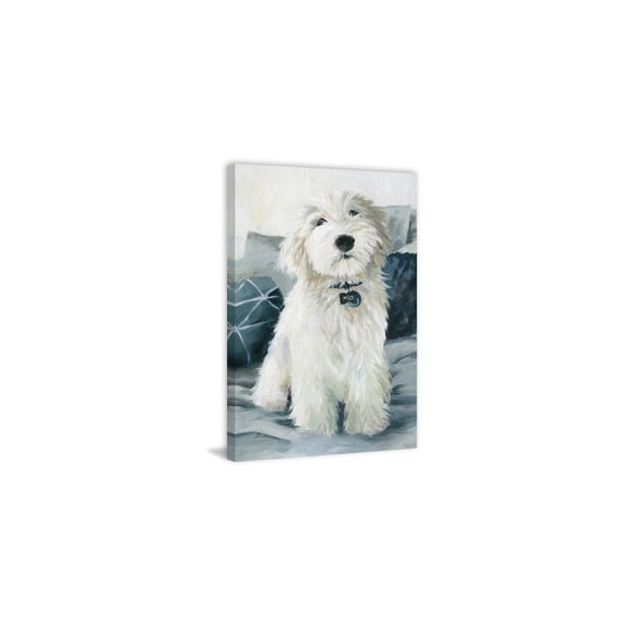 HomeStock Rustic Ranch White Furry Friend Painting Print on Wrapped Canvas, 24" x 36", Modern Handmade Canvas Art Decor - Unique and Chic Wall Prints for Contemporary Spaces