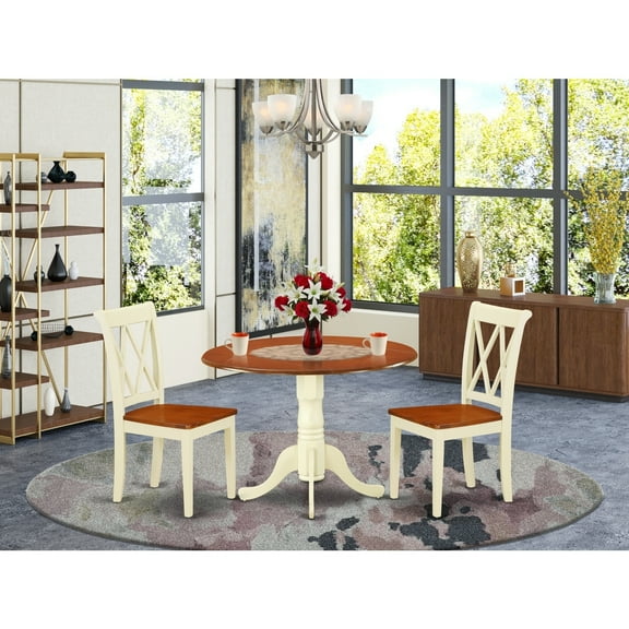 Round Dining Table Set 42 Inch3 Piece Kitchen Table with ChairsRustic Farmhouse Design