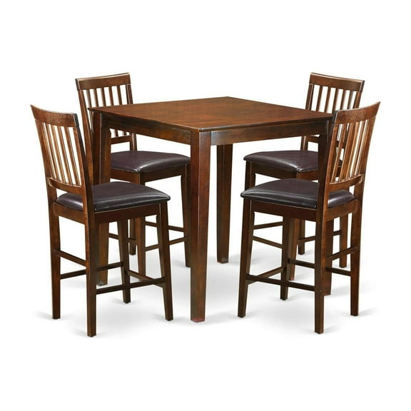 HomeStock 5 Piece Counter Height Dining Set for Small Spaces Contains a Square Kitchen Table and 2 Dining Room Chairs, 36x36 Inch,Mahogany