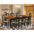 thumbnail image 1 of Dining Room Set 9 Piece Table & Chairs - Rustic Rectangle Table with Butterfly Leaf - Linen Fabric Chairs, 1 of 5