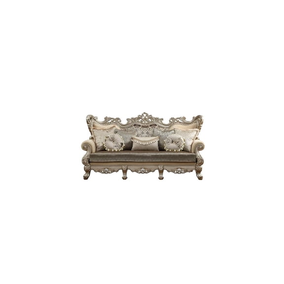 HomeStock Rustic Recluse Sofa w/7 Pillows, Fabric & Chagne (1Set/2Ctn)