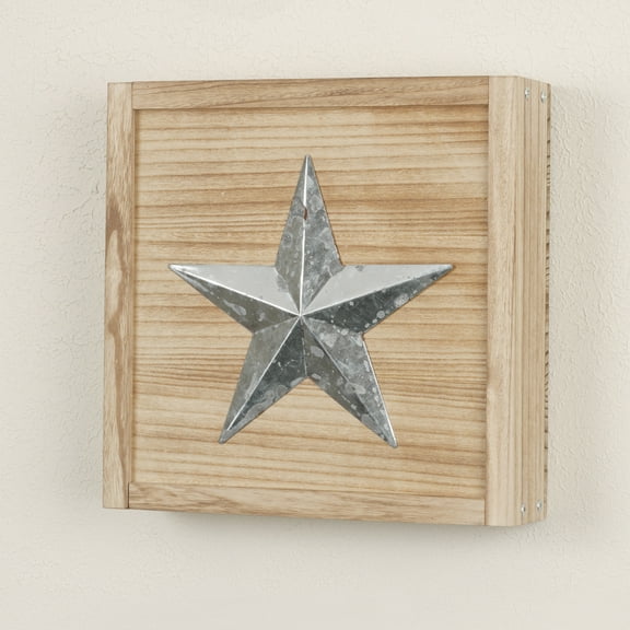 HomeStock Rustic Recluse Solid Wood Wall Hanging Decorative Cabinet with Hidden Compartment for Keys and other Small Items in Distressed Natural Finish