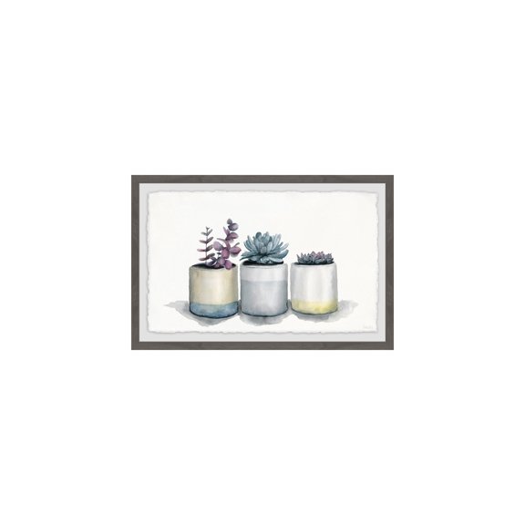 HomeStock Rustic Recluse Three Potted Succulents Framed Painting Print, 24" x 16", Contemporary Wall Decor: Abstract, Digital Art Prints, and Modern Styles for Your Home