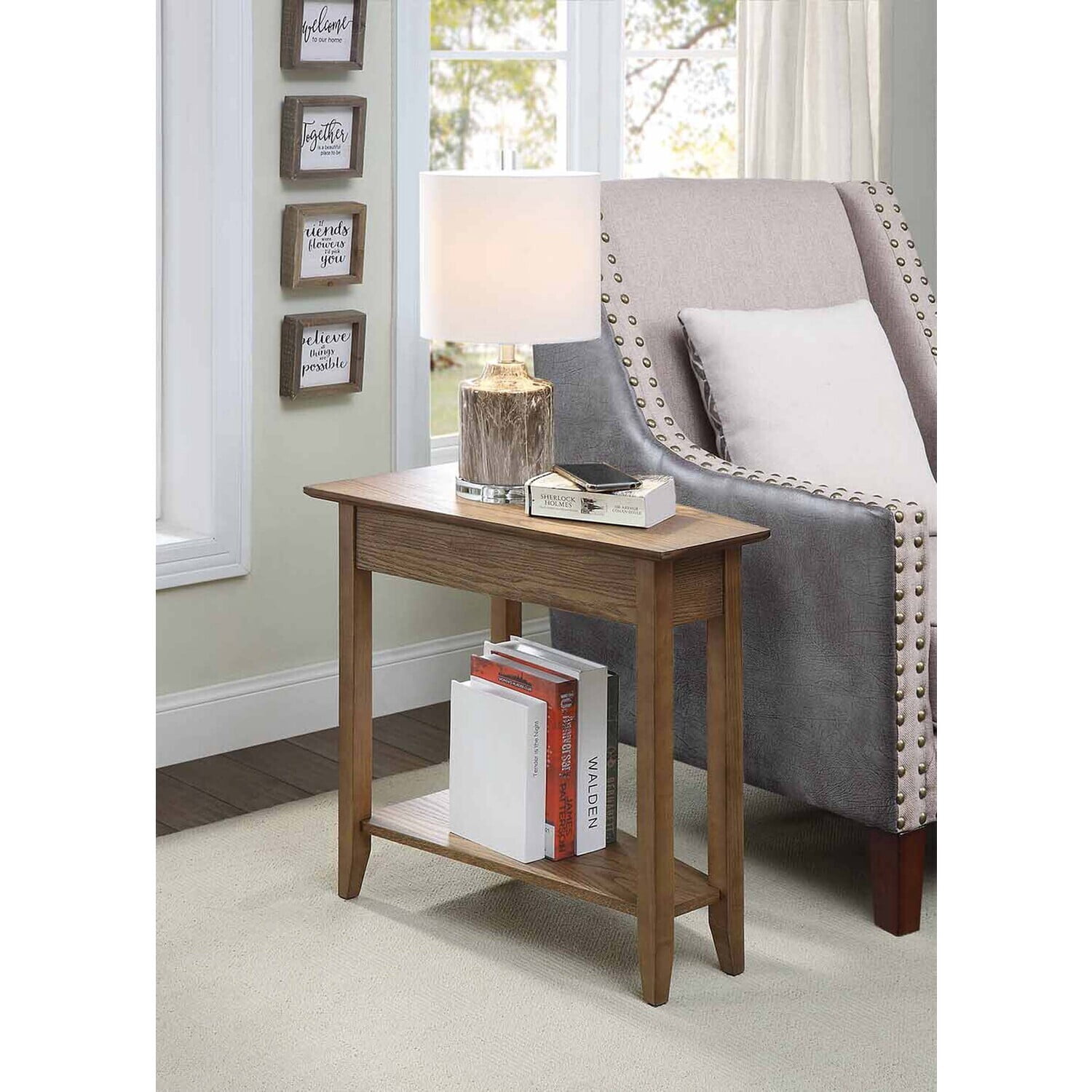 HomeStock Rustic Recluse Wedge End Table With Shelf - Walmart.com