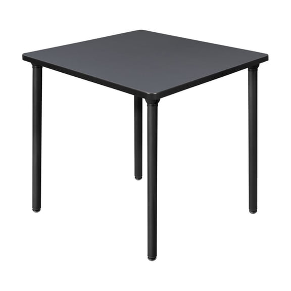 HomeStock Rustic Refinement 30" Small Square Breakroom Table Grey Top Black Folding Legs Space Saving Durable Metal Frame 31 lbs Modern Office