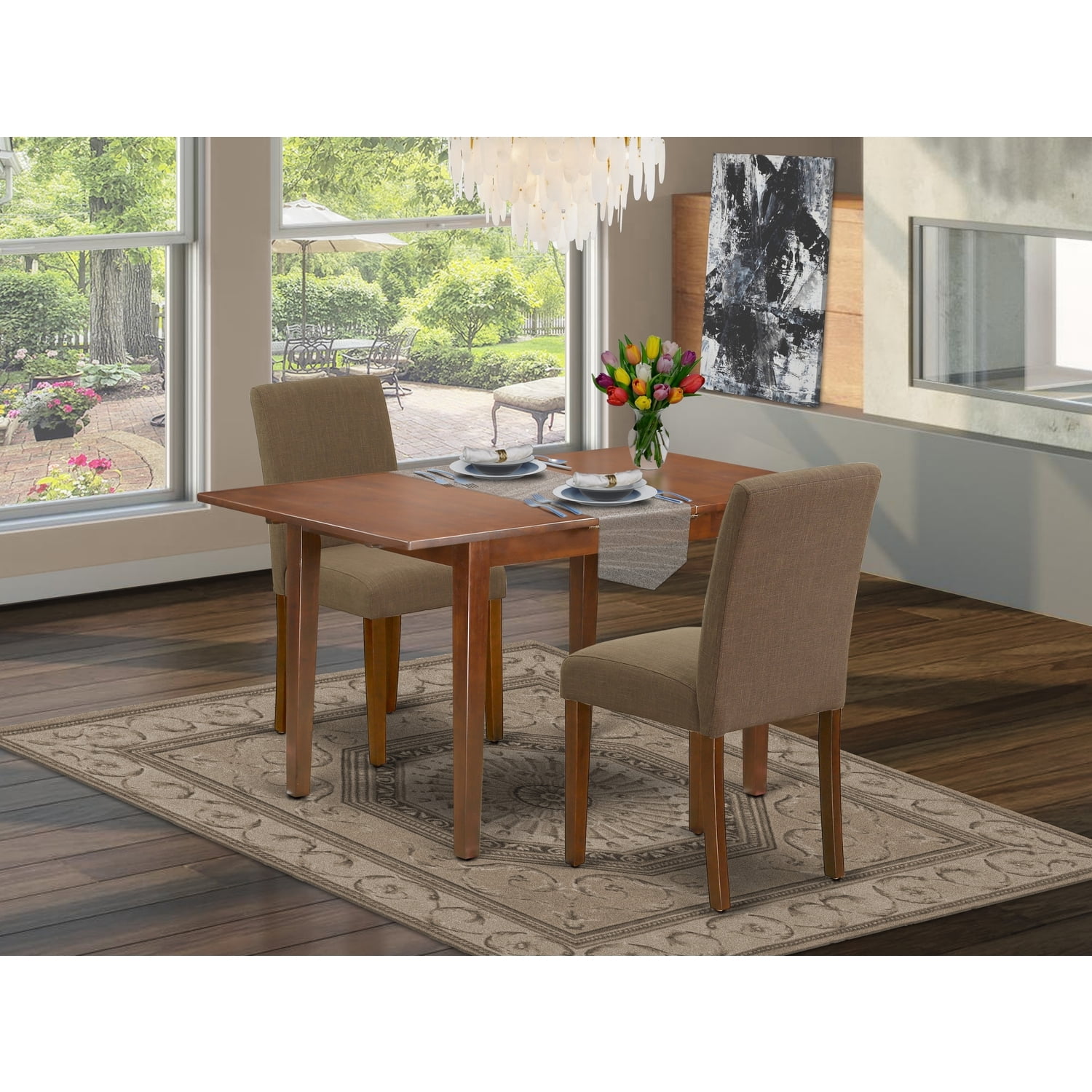 HomeStock Rustic Refinement 3Pc Rectangle 48/60 Inch Kitchen Table With ...