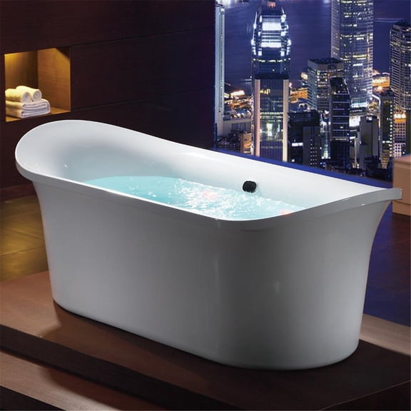 Freestanding Air Bubble Bathtub 74.75" - White Air Massage Tub