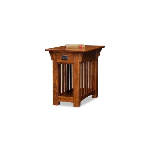 Rustic End Table with Drawer - Living Room Side Table, Storage Table, Oak Finish, 23"H
