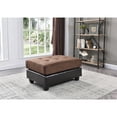 thumbnail image 1 of HomeStock Rustic Refinement Ottoman, Chocolate - 38"L x 26"W x 19"H - Tufted Soft Microsuede and Faux Leather for Comfortable Seating and Support, 1 of 1