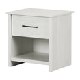 thumbnail image 1 of HomeStock Rustic Retreat 1-Drawer Nightstand White Pine, 28.5" (L) x 18.75" (W) x 4.5" (H), Black Metal Handle, 1 Spacious Drawer, Open Storage Compartment, 1 of 1