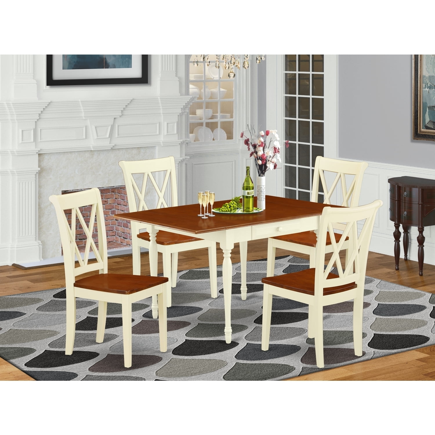 Rustic Dining Set 5 Piece Table and Chairs - Kitchen Dinette Set with ...