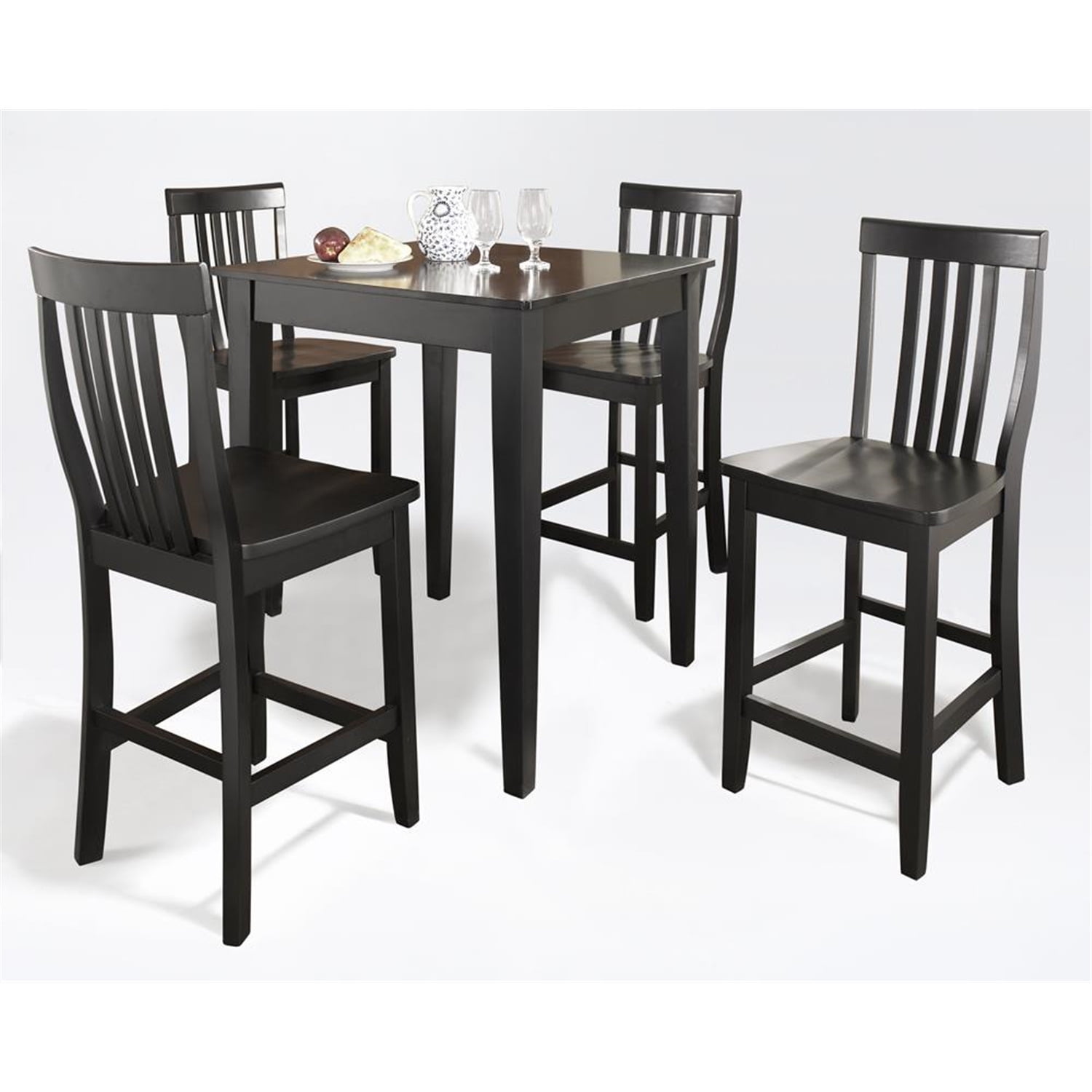 Classic 5-Piece Black Pub Dining Set with Counter Height Stools