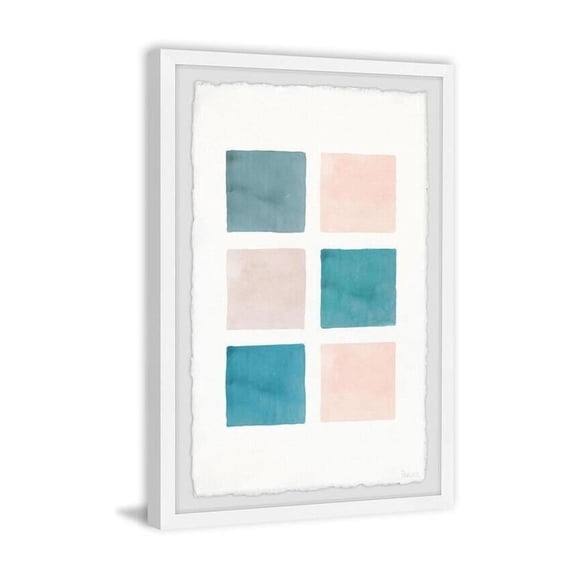 HomeStock Rustic Retreat Blues and Creams Framed Painting Print, Contemporary Wall Decor: Abstract, Digital Art Prints, and Modern Styles for Your Home