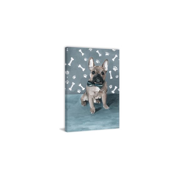 HomeStock Rustic Retreat Bulldog and Bones Painting Print on Wrapped Canvas, 30" x 45", Modern Handmade Canvas Art Decor - Unique and Chic Wall Prints for Contemporary Spaces