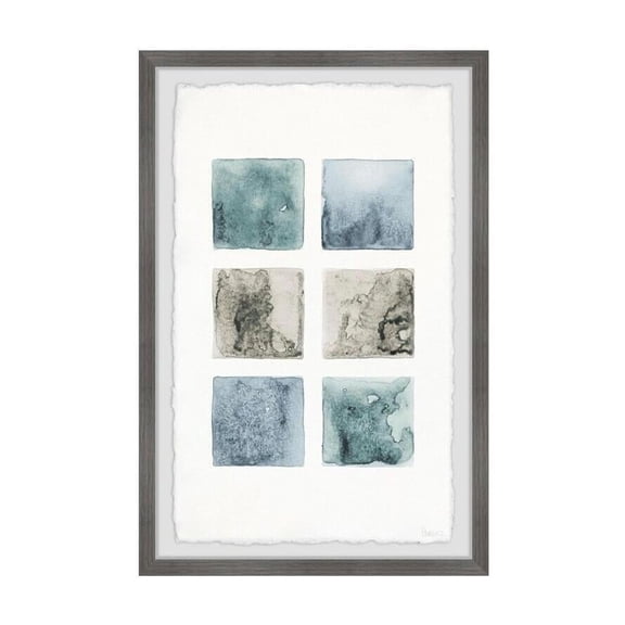 HomeStock Rustic Retreat Dark Shaded Squares Framed Painting Print, Contemporary Wall Decor: Abstract, Digital Art Prints, and Modern Styles for Your Home