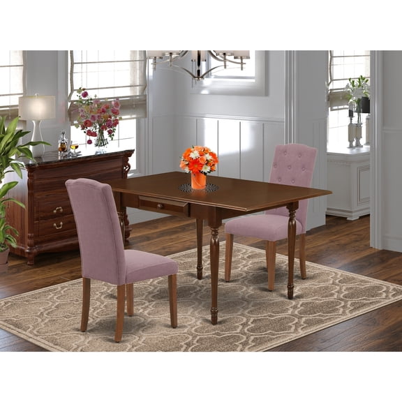 HomeStock Rustic Retreat Modern Kitchen Table & Chairs Set Includes a Rectangle Dining Room Table with Dropleaf and Sturdy Upholstered Chairs, 36x54 Inch, Rectangle Dining Set-Color:Mahogany/Dahlia,Si