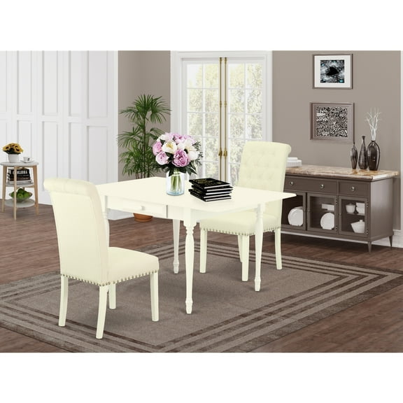 Rustic Retreat Modern Kitchen Table & Chairs Set Includes a Rectangle Dining Room Table with Dropleaf and Sturdy Upholstered Chairs, 36x54 Inch, Rectangle Dining Set