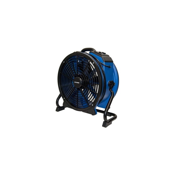 1.3 HP Variable Speed Air Mover Fan - 3600 CFM Blower with Timer & Power Outlets - Blue