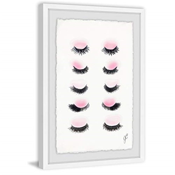 Lashes Framed Wall Art Print - 18x18 Inch Canvas Home Decor for Living Room