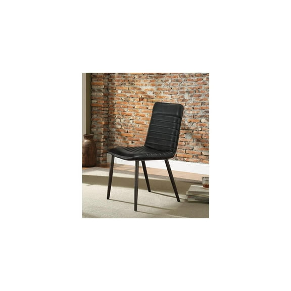 HomeStock Rustic Retreat Side Chair (Set-2), Black Top Grain Leather & Antique Black