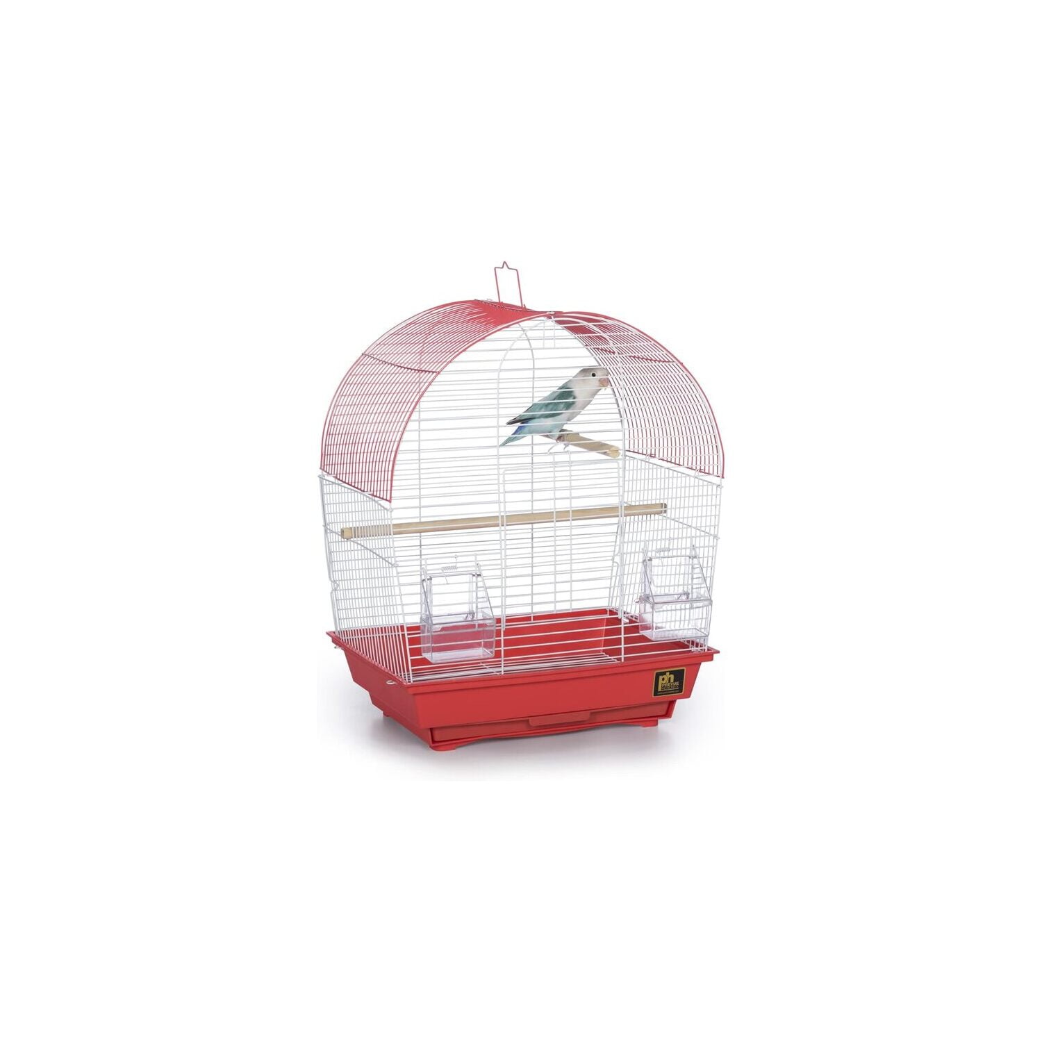 HomeStock Rustic Retreat Top Bird Cage with Durable Metal Construction, Spacious Interior, and Convenient Top Access-Color:Coral,Size:Dome Top