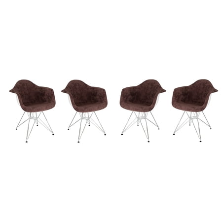 Velvet Accent Chair Set of 4 - Modern Eiffel Leg Living Room Chairs - Rustic Retreat Design
