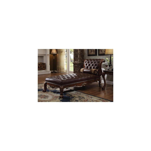HomeStock Rustic Revival Chaise w/1 Pillow, PU & Cherry Oak