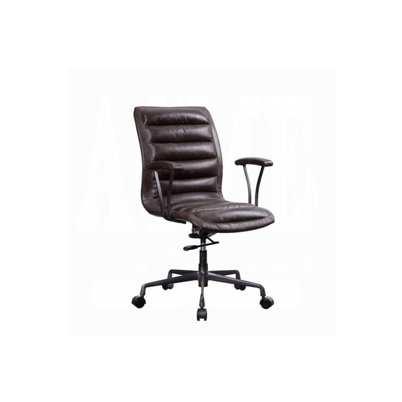 HomeStock Rustic Revival Executive Office Chair, Distress Chocolate Top Grain Leather