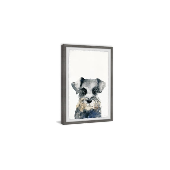 HomeStock Rustic Revival Little Gray Puppy Framed Painting Print, 24" x 16", Contemporary Wall Decor: Abstract, Digital Art Prints, and Modern Styles for Your Home