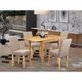 thumbnail image 1 of HomeStock Rustic Revival Dining Table Set Contains a Rectangle Wooden Table with Dropleaf and Parson Dining Chairs, 30x48 Inch, Compact Dining Table Set-Color:Oak/Light Tan,Size:5 Piece, 1 of 9