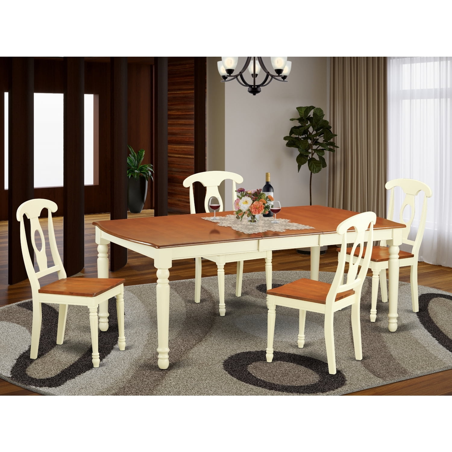 Rustic Dining Room Set - 5 Piece Table & Chair Set - Kitchen Table with ...