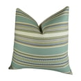 thumbnail image 1 of Stripe Throw Pillow - Aloe Design, Blue & Green Cotton Blend - Down Alternative Insert Included, 1 of 4