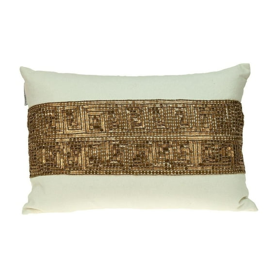 HomeStock Rustic Revival Transitional Style Throw Pillow, Modern Decorative Throw Pillows for Accent Furniture, Throw Pillow Home decor-Color:White And Gold
