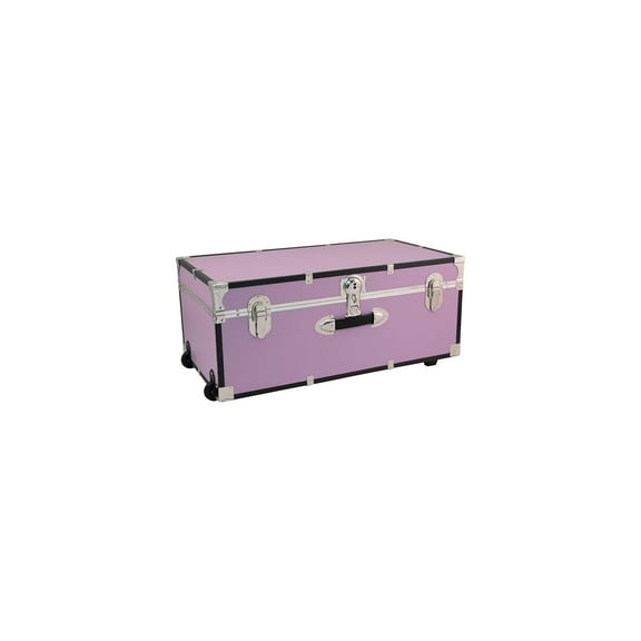 HomeStock Rustic Romance Heavy Duty 30" Under Bed College Storage Trunk with Lock, Latch Closure Type, 15.75" D x 30" W x 12.25" H, Ideal Camp Dorm Room Trunk Footlocker