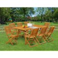 thumbnail image 1 of HomeStock Rustic Romance 9-Pc Small Patio Table Set- 8 Outdoor Arm Chairs High Slatted Back And Small Outdoor Table And Rectangle Top With Wooden 4 Legs - Natural Oil Finish, 1 of 4