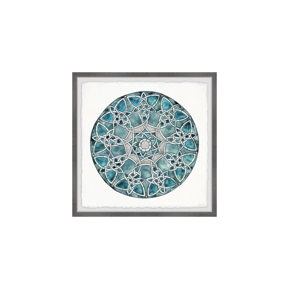 HomeStock Rustic Romance Blue Knotted Flower Framed Painting Print, 32" x 32", Contemporary Wall Decor: Abstract, Digital Art Prints, and Modern Styles for Your Home